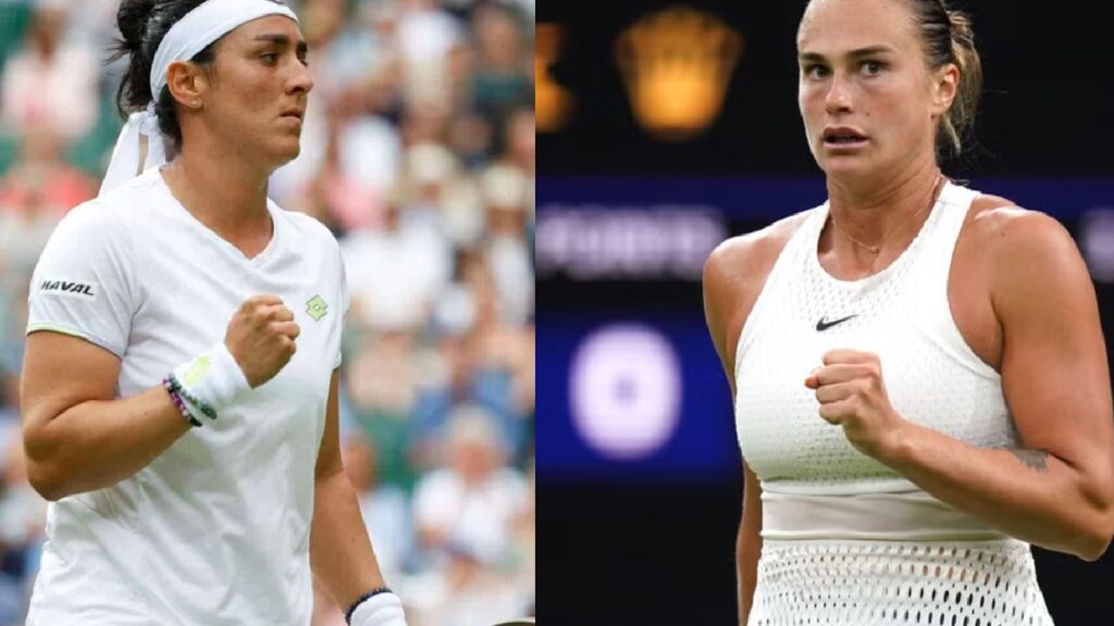 Aryna Sabalenka vs Ons Jabeur in the second Wimbledon semi-final - Femi