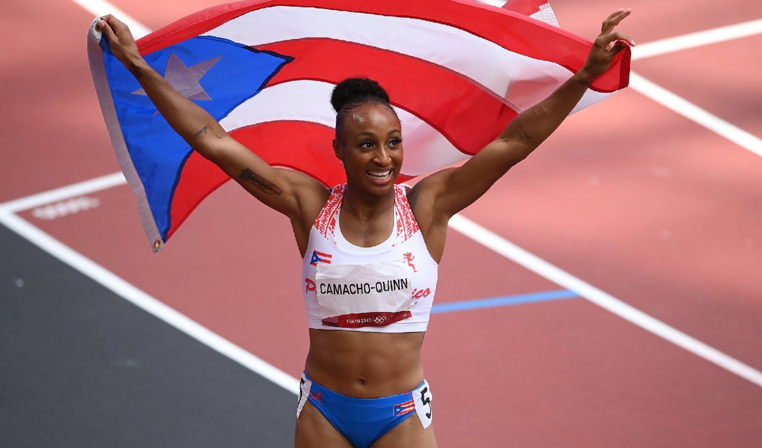 Jasmine CamachoQuinn won the 100m hurdles title at the Tokyo Olympic